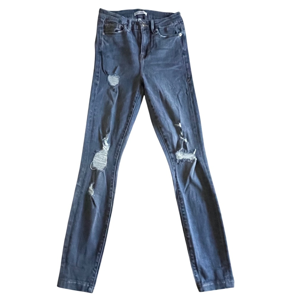 Good American Good Waist Jeans Women 0/25 Blue Distressed Ripped Skinny Edgy